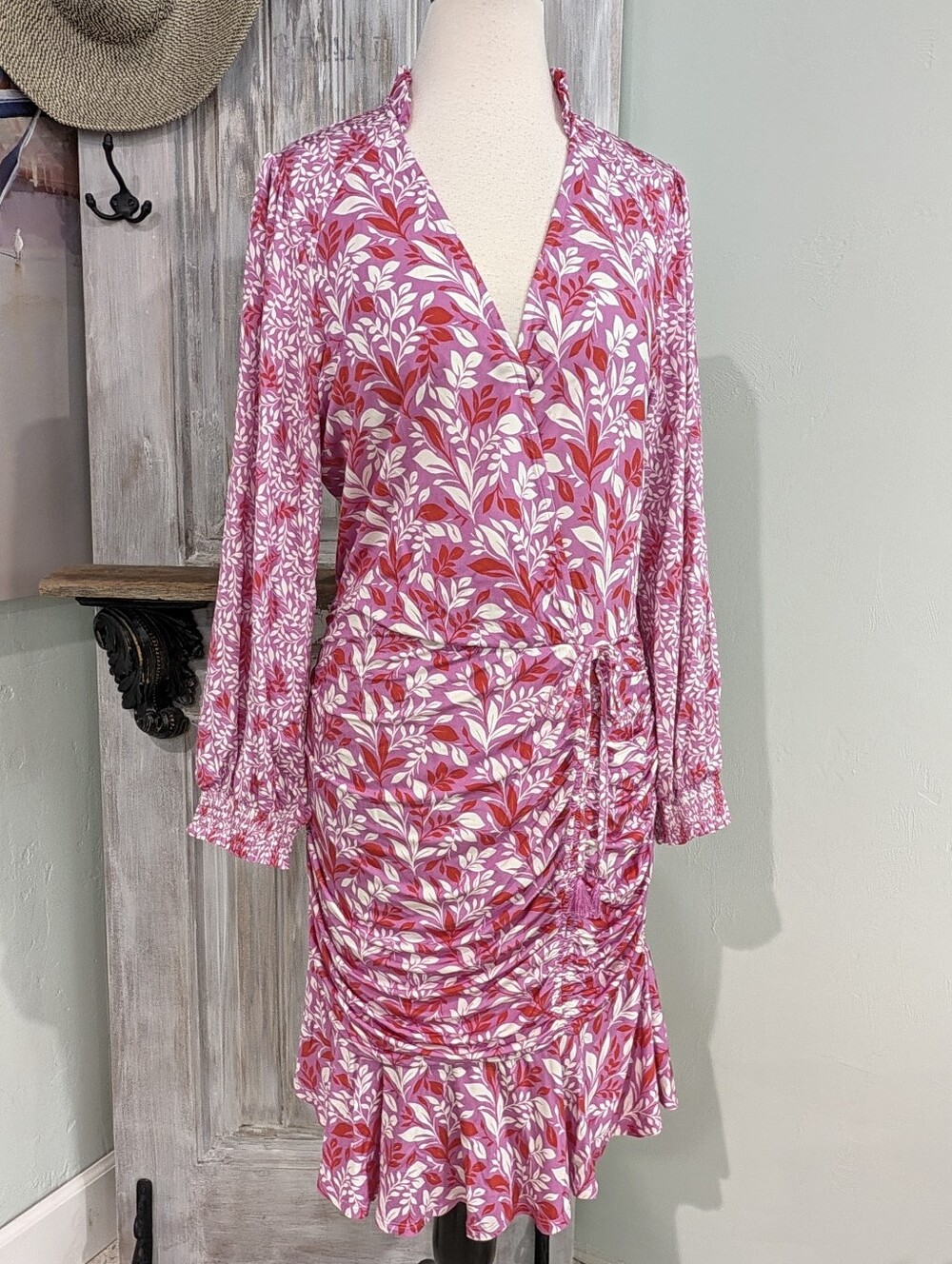 NWT Hale Bob Pink & White Floral Long-Sleeve Dress